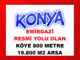 konya emirgazi de köye 800 metre mesafede resmi yolu su elektrik olan yatırım için fırsat 19.800 m2 arsa
