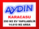 aydın karacasu da ilçe merkezine yakın çevresi güneş enerji sistemleri olan asfalt ana yola 50 metre mesafede 14.610 m2 arsa