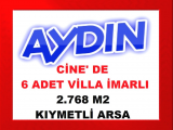 aydın çine de 6 adet villayapılabilir imarlı asfalt yol kenarında 2.768 m2 kıymetli arsa